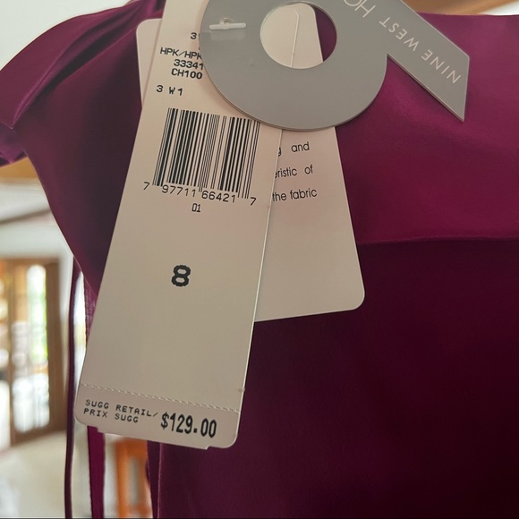 Nine West 100% silk fuschia cocktail dress size 8 - Picture 3 of 4